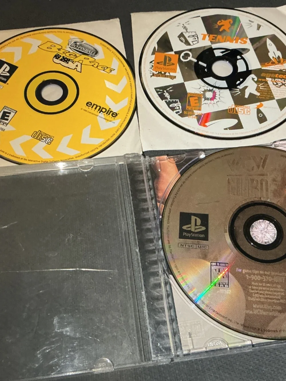 WCW Nitro & Tennis and pinball Big Race USA for Sony PlayStation one PS1